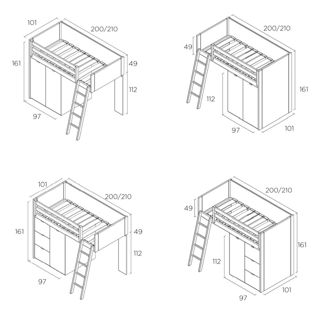 Etagenbett Zug mit Stauraum