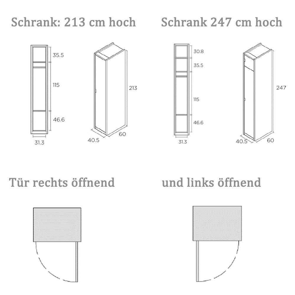 1-Türiger Kleiderschrank