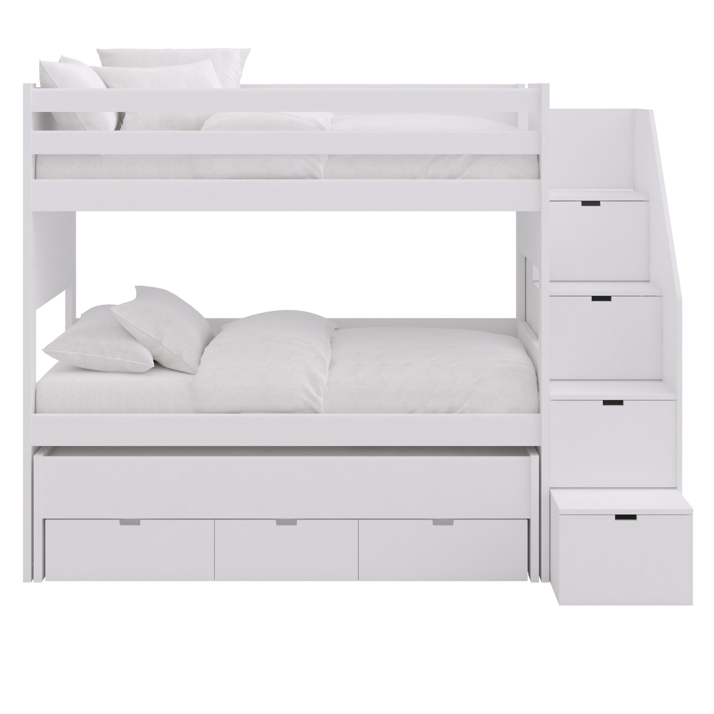 Etagenbett Movil XL mit Stauraumtreppe, Schubladen und Ausziehbett