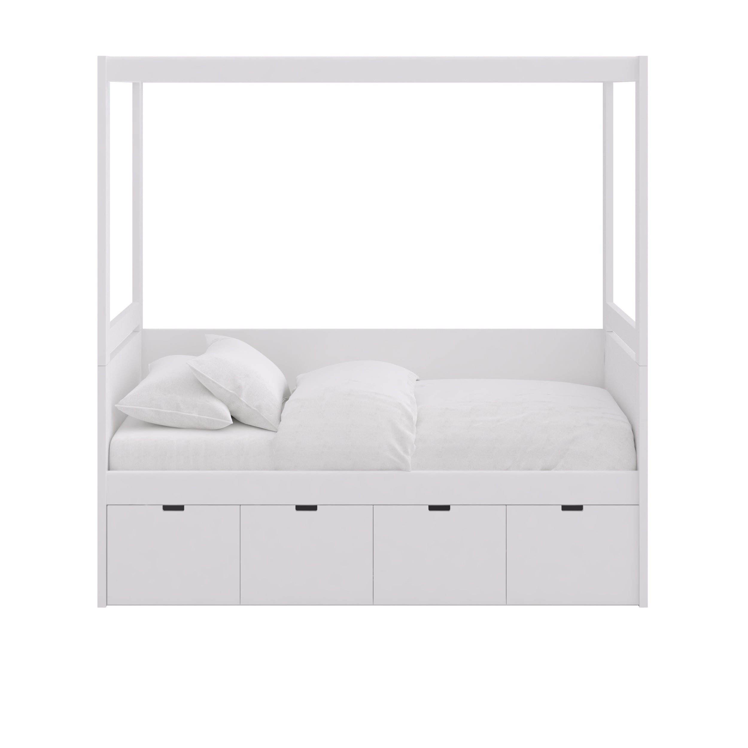 Kojen-Box Bett / Bett mit 4 Spielzeugkisten