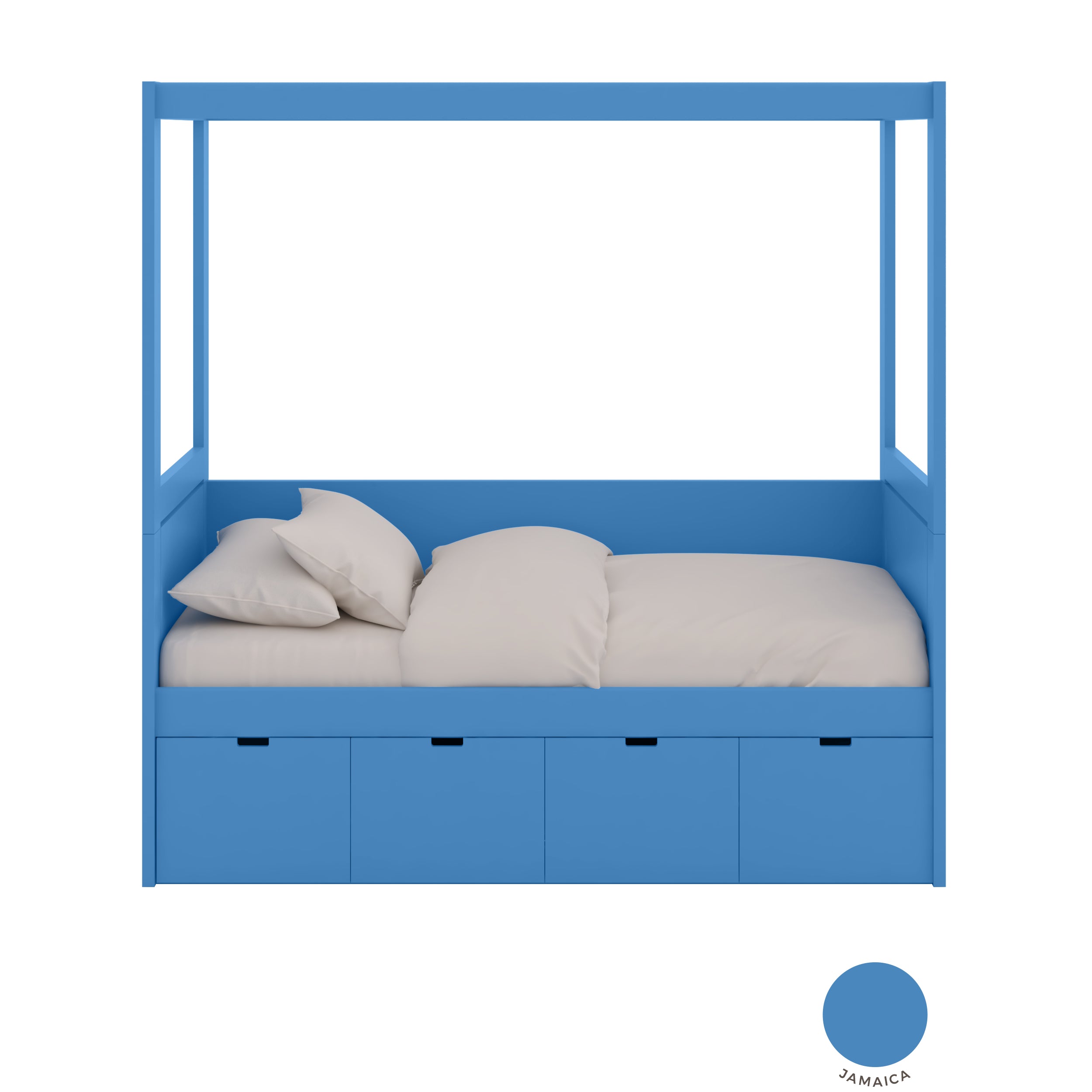 Kojen-Box Bett / Bett mit 4 Spielzeugkisten