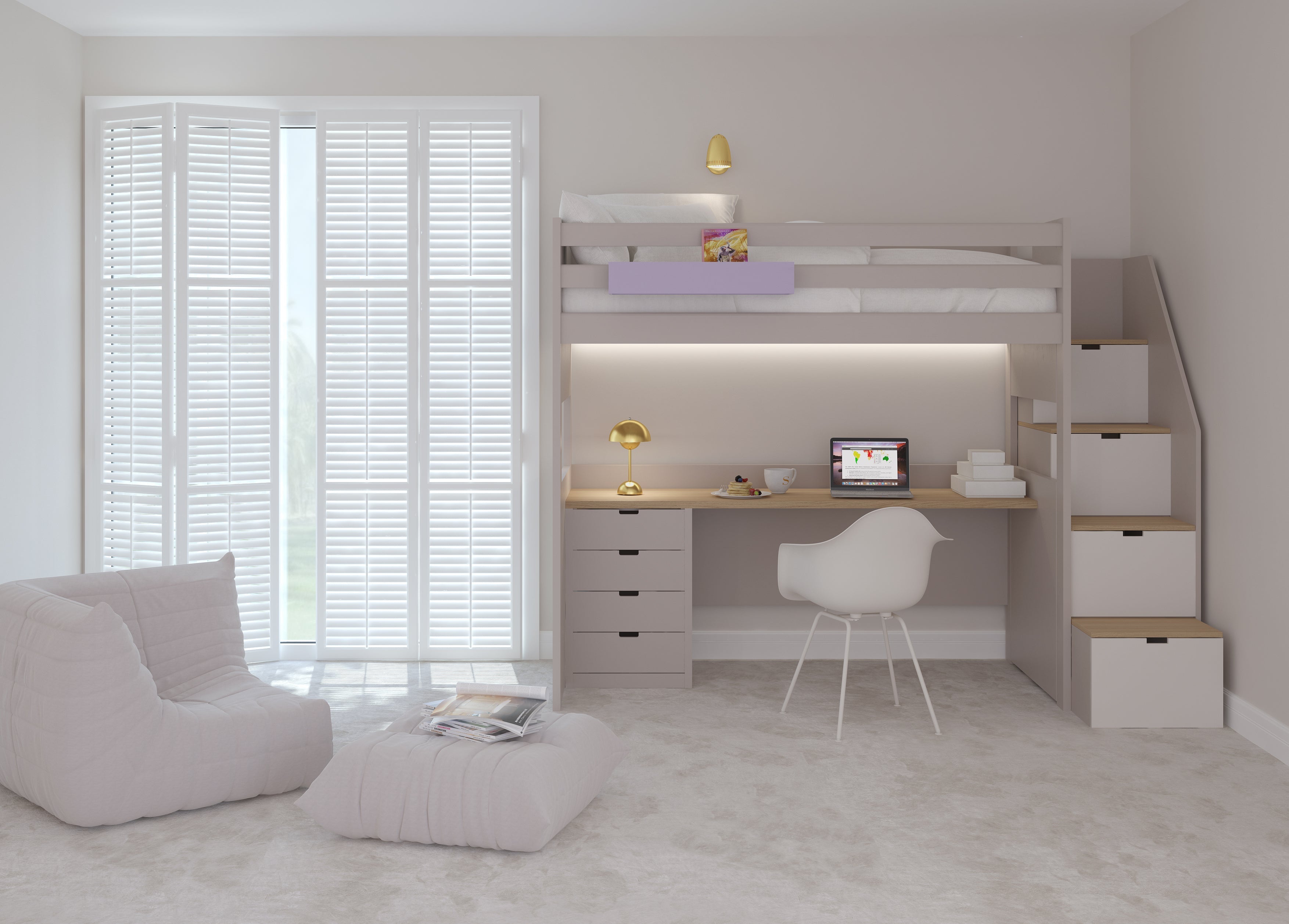 Hochbett mit Staurumtreppe