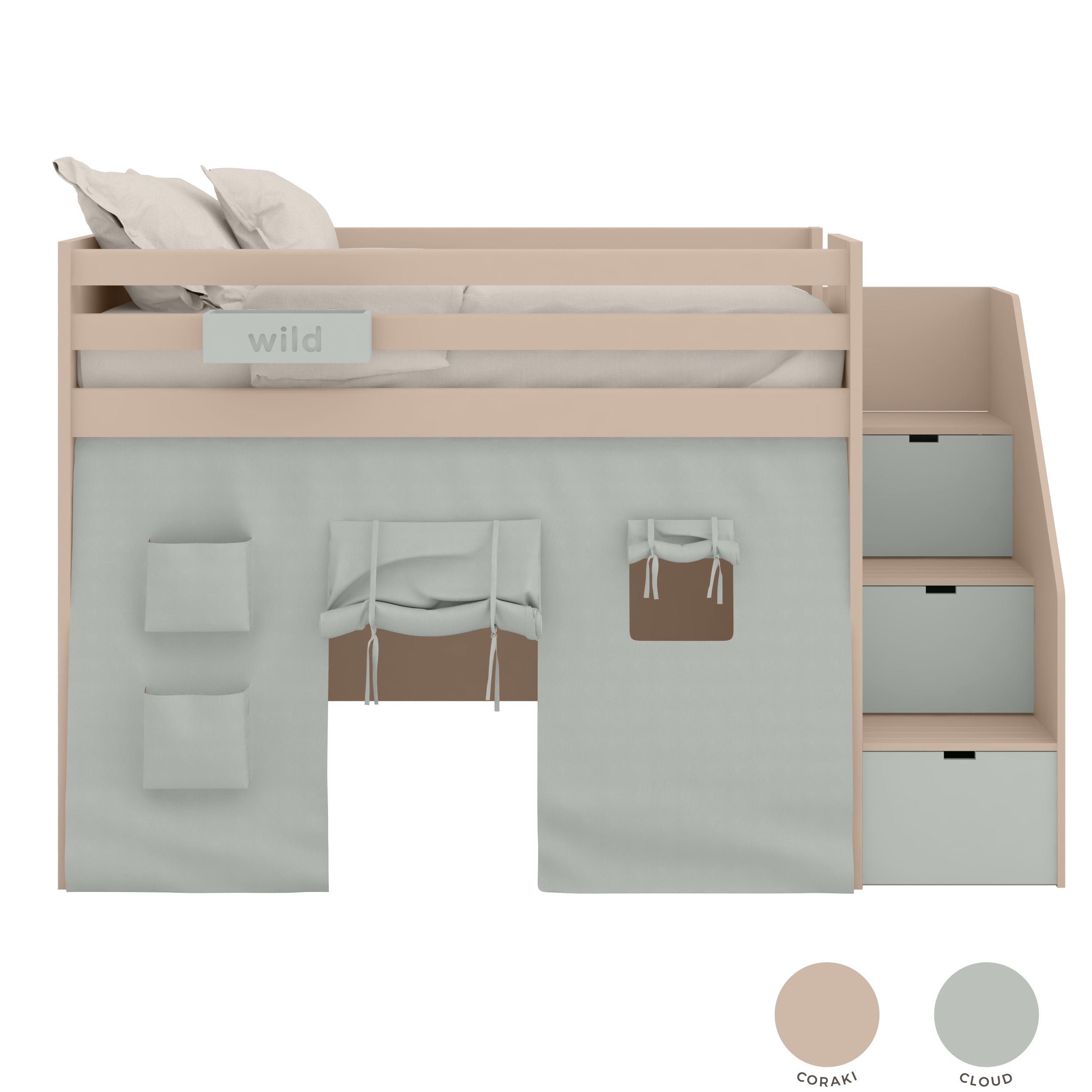 XL Hochbett mit reversibler Leiter