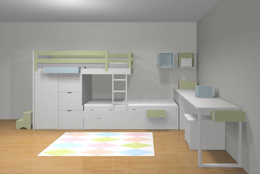 Etagenbett Zug mit Stauraum