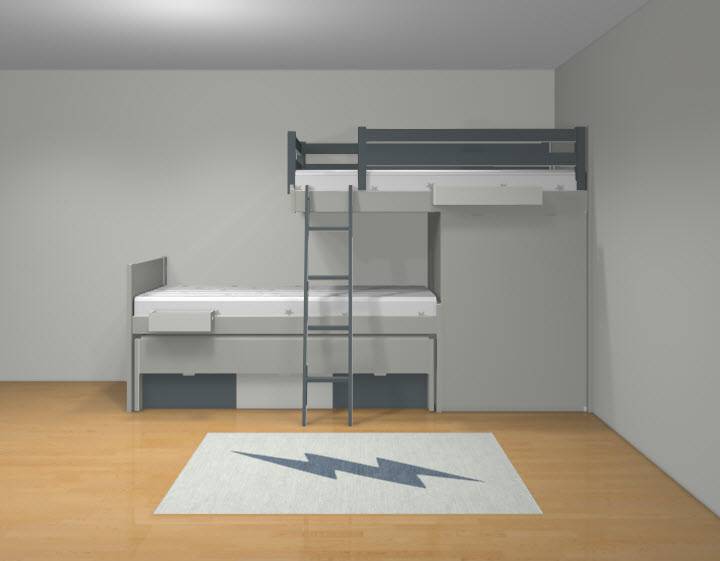 Etagenbett Zug mit Stauraum